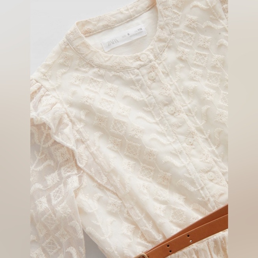 NWT size 11-12 Zara Elegant Cream Kids Dress - Picture 3 of 4
